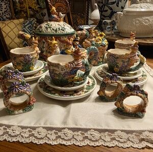 Vintage Easter Bunny Tea Set 20 Pc